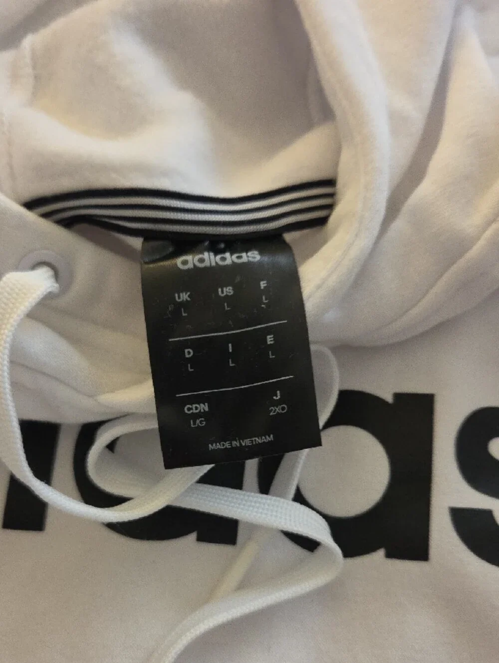 Adidas Mens White And Black Hoodie